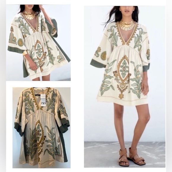 Zara Dresses & Skirts - Zara embroidered linen dress (the Romy)